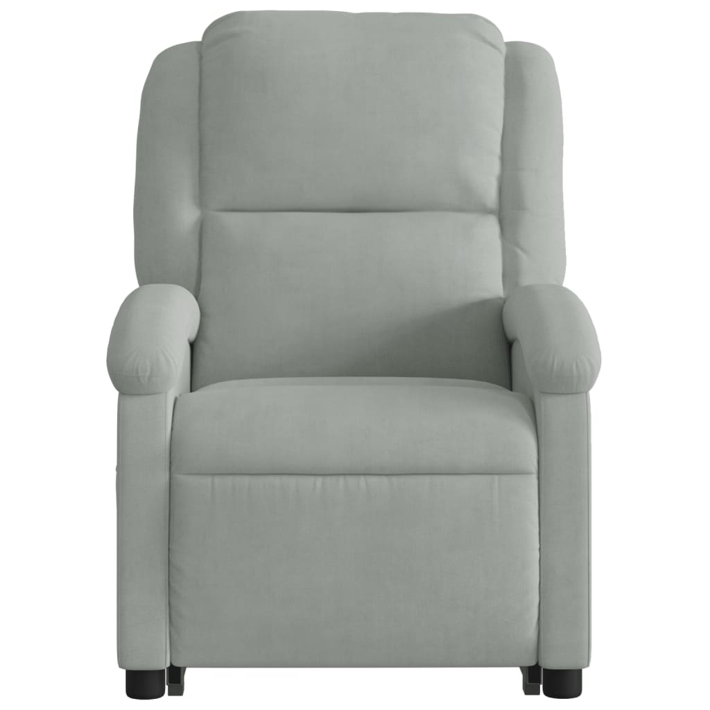 Poltrona Alzapersona Massaggi Elettrica Grigio Chiaro Velluto - homemem39