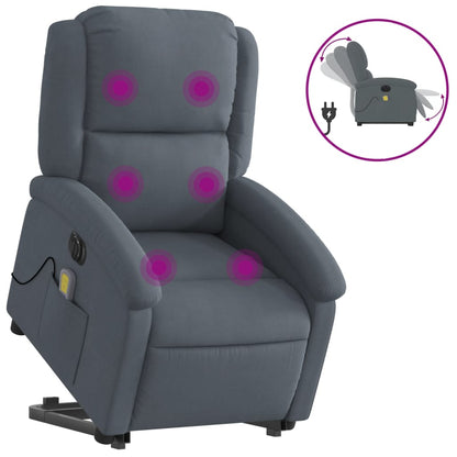 Poltrona Alzapersona Massaggio Elettrica Grigio Scuro Velluto - homemem39