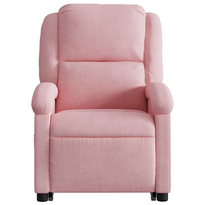 Poltrona Alzapersona Massaggi Elettrica Reclinante Rosa Velluto