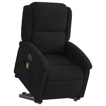 Poltrona Alzapersona Massaggi Elettrica Reclinante Nera Velluto | homemem39