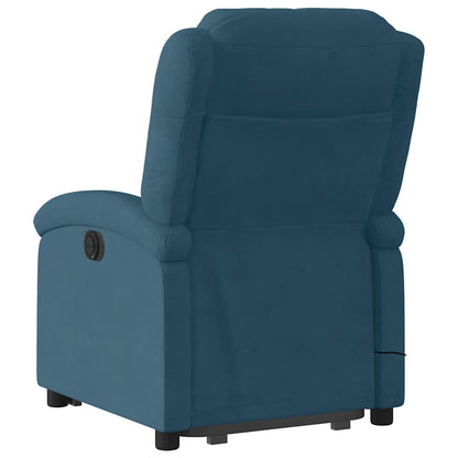 Poltrona Alzapersona Massaggi Reclinabile Elettrica Blu Velluto | homemem39