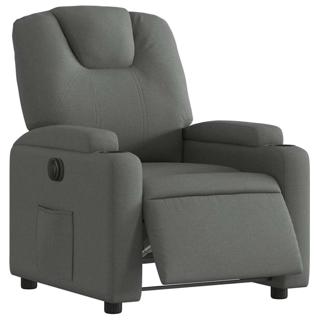 Poltrona Elettrica Reclinabile Grigio Scuro in Tessuto | homemem39
