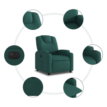 Poltrona Elettrica Reclinabile Verde Scuro in Tessuto | homemem39