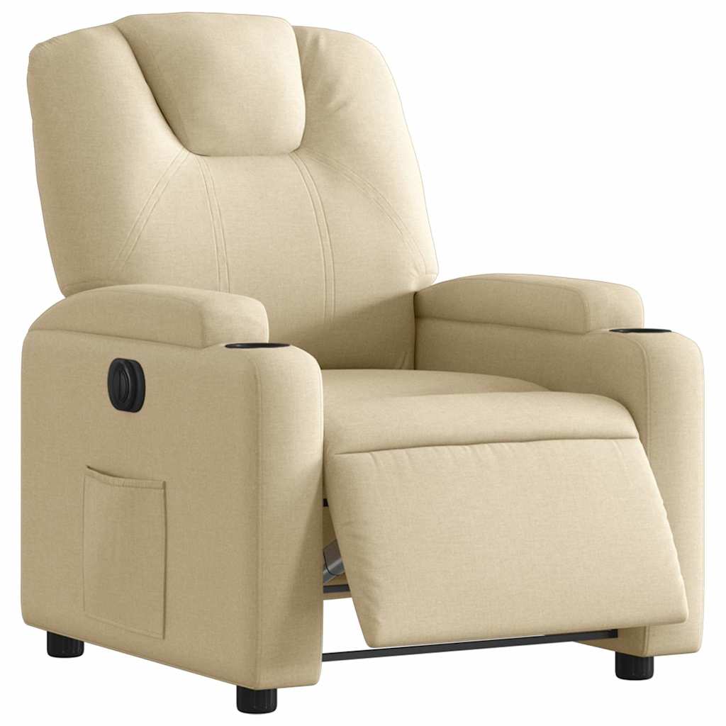 Poltrona Elettrica Reclinabile Crema in Tessuto | homemem39