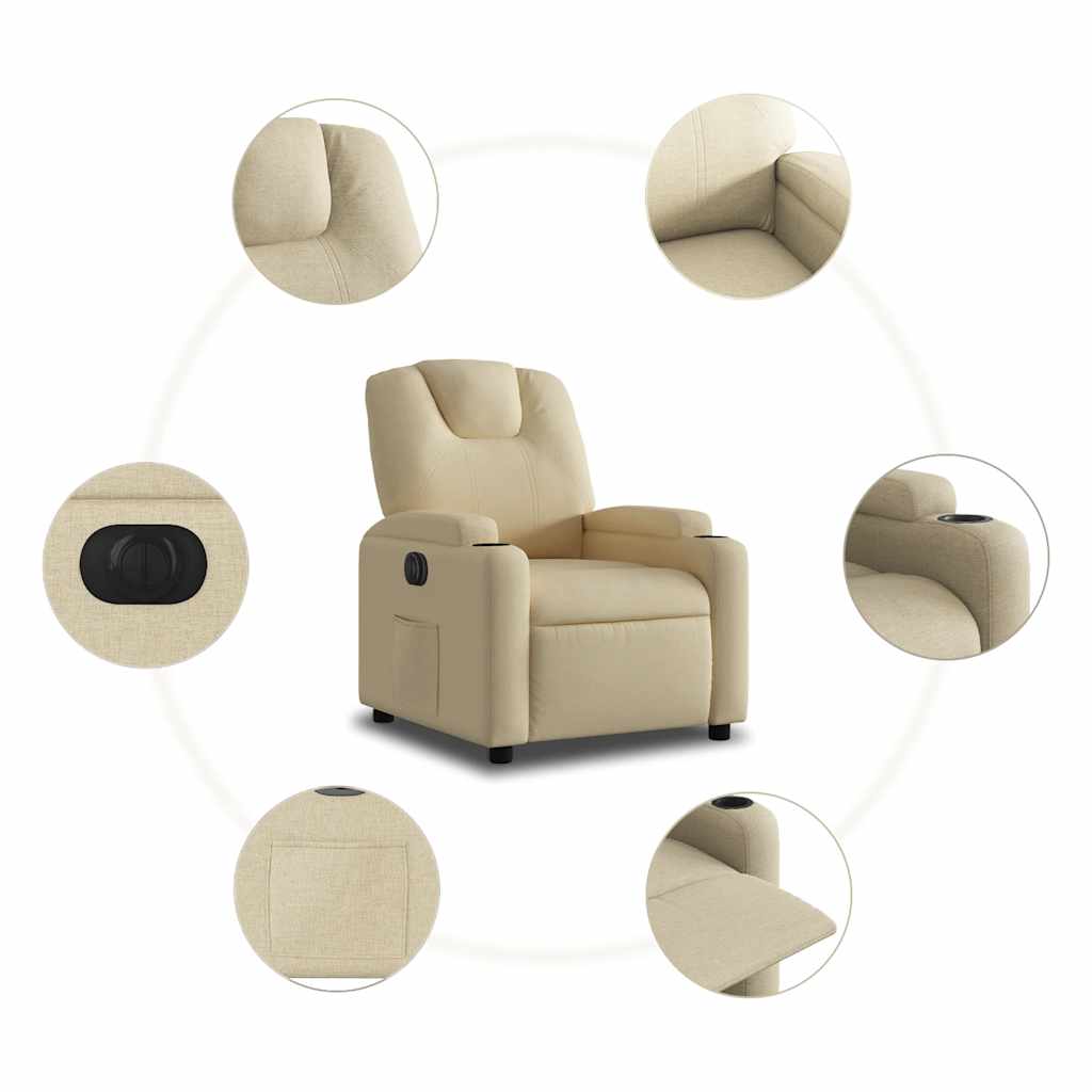 Poltrona Elettrica Reclinabile Crema in Tessuto | homemem39
