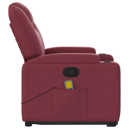 Poltrona Alzapersona Massaggio Reclinabile Rosso Vino Tessuto | homemem39