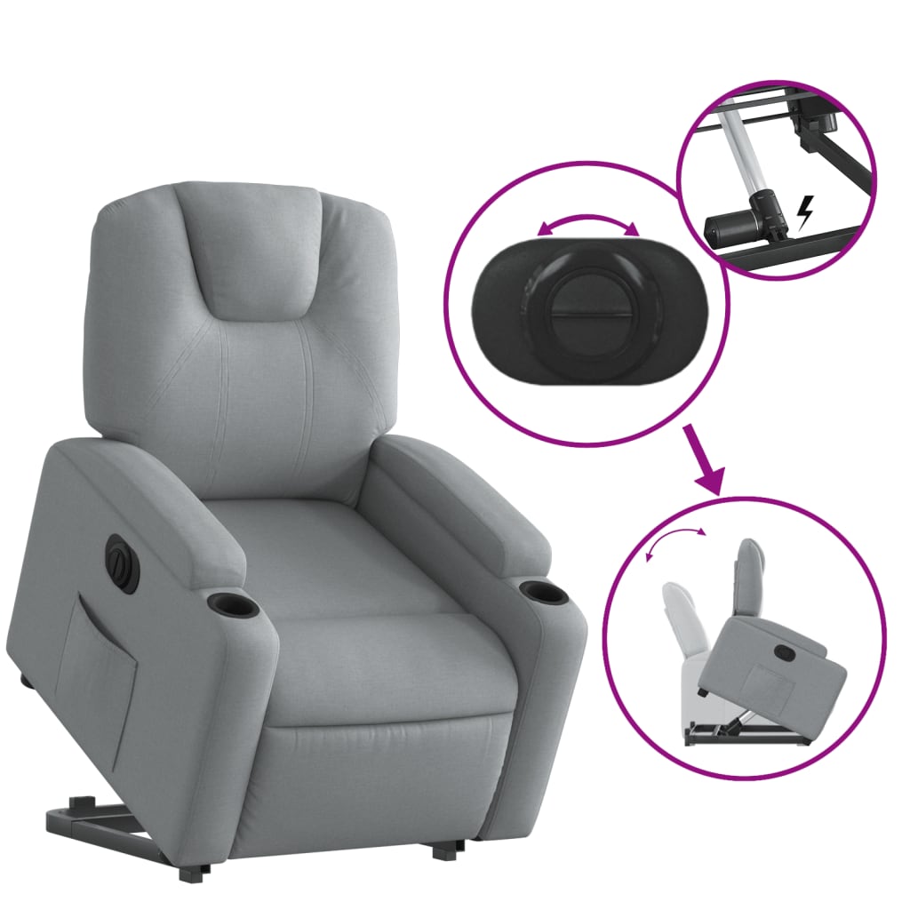 Poltrona Reclinante Alzapersona Elettrica Grigio Chiaro Tessuto | homemem39