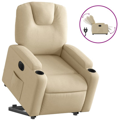Poltrona Alzapersona Reclinabile Elettrica Crema in Tessuto | homemem39