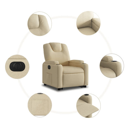 Poltrona Alzapersona Reclinabile Elettrica Crema in Tessuto | homemem39