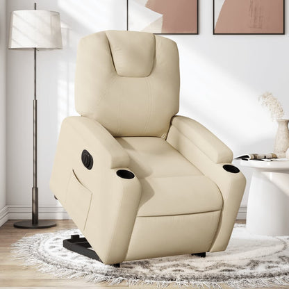 Poltrona Alzapersona Reclinabile Elettrica Crema in Tessuto | homemem39