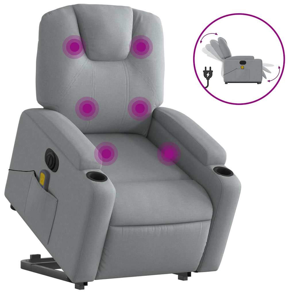 Poltrona Alzapersona Massaggi Elettrica Grigio Chiaro Tessuto | homemem39