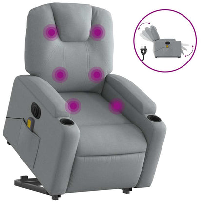 Poltrona Alzapersona Massaggi Elettrica Grigio Chiaro Tessuto | homemem39