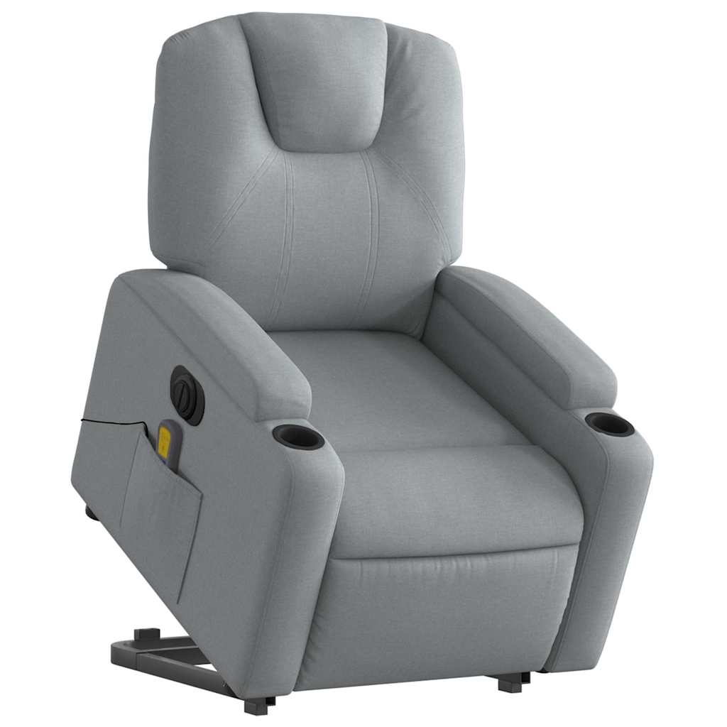 Poltrona Alzapersona Massaggi Elettrica Grigio Chiaro Tessuto | homemem39