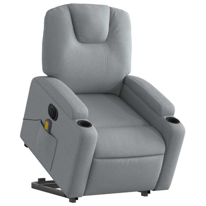 Poltrona Alzapersona Massaggi Elettrica Grigio Chiaro Tessuto | homemem39