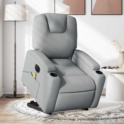 Poltrona Alzapersona Massaggi Elettrica Grigio Chiaro Tessuto | homemem39