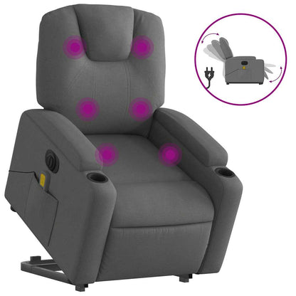 Poltrona Alzapersona Massaggi Elettrica Grigio Scuro Tessuto - homemem39