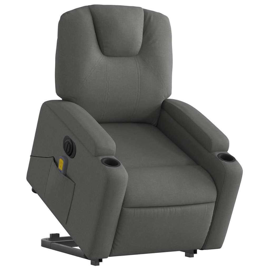 Poltrona Alzapersona Massaggi Elettrica Grigio Scuro Tessuto - homemem39