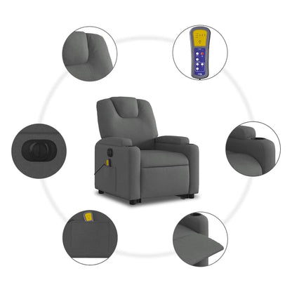 Poltrona Alzapersona Massaggi Elettrica Grigio Scuro Tessuto | homemem39