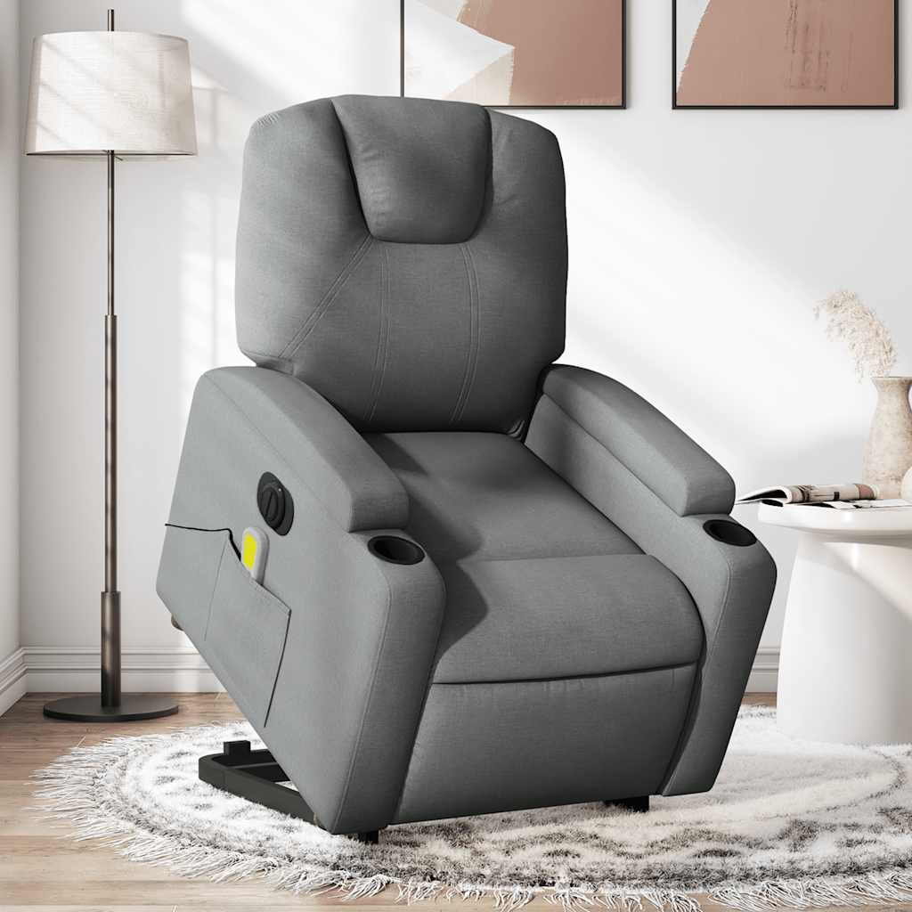 Poltrona Alzapersona Massaggi Elettrica Grigio Scuro Tessuto - homemem39