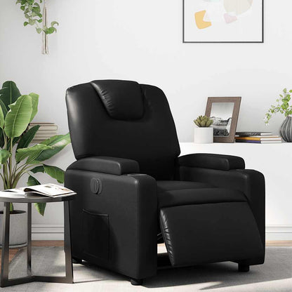 Poltrona Reclinabile Elettrica Nera in Similpelle | homemem39