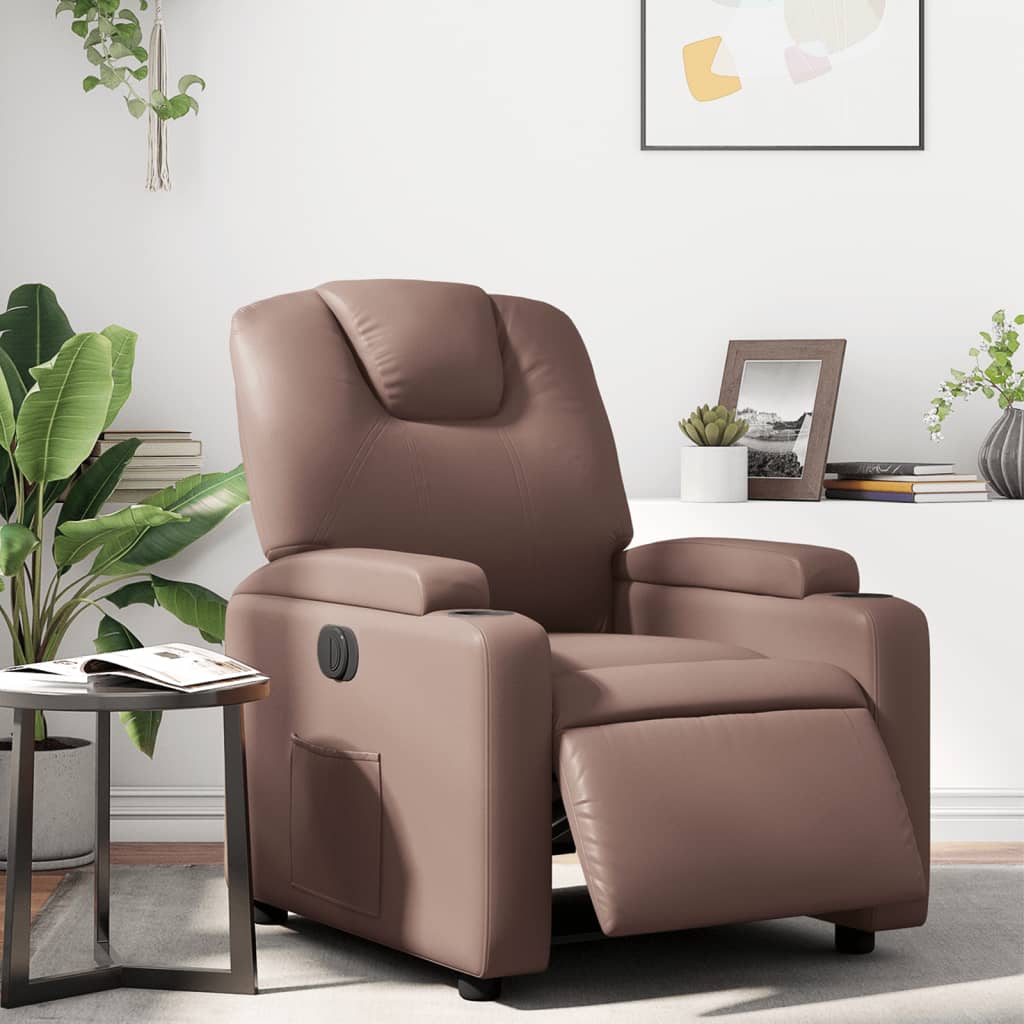 Poltrona Reclinabile Elettrica Marrone in Similpelle | homemem39