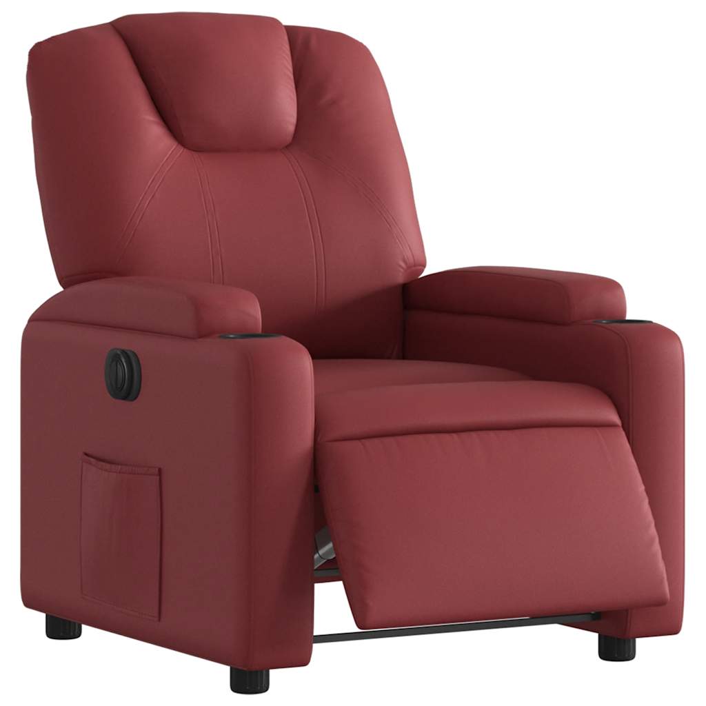 Poltrona Reclinabile Elettrica Rosso Vino in Similpelle | homemem39