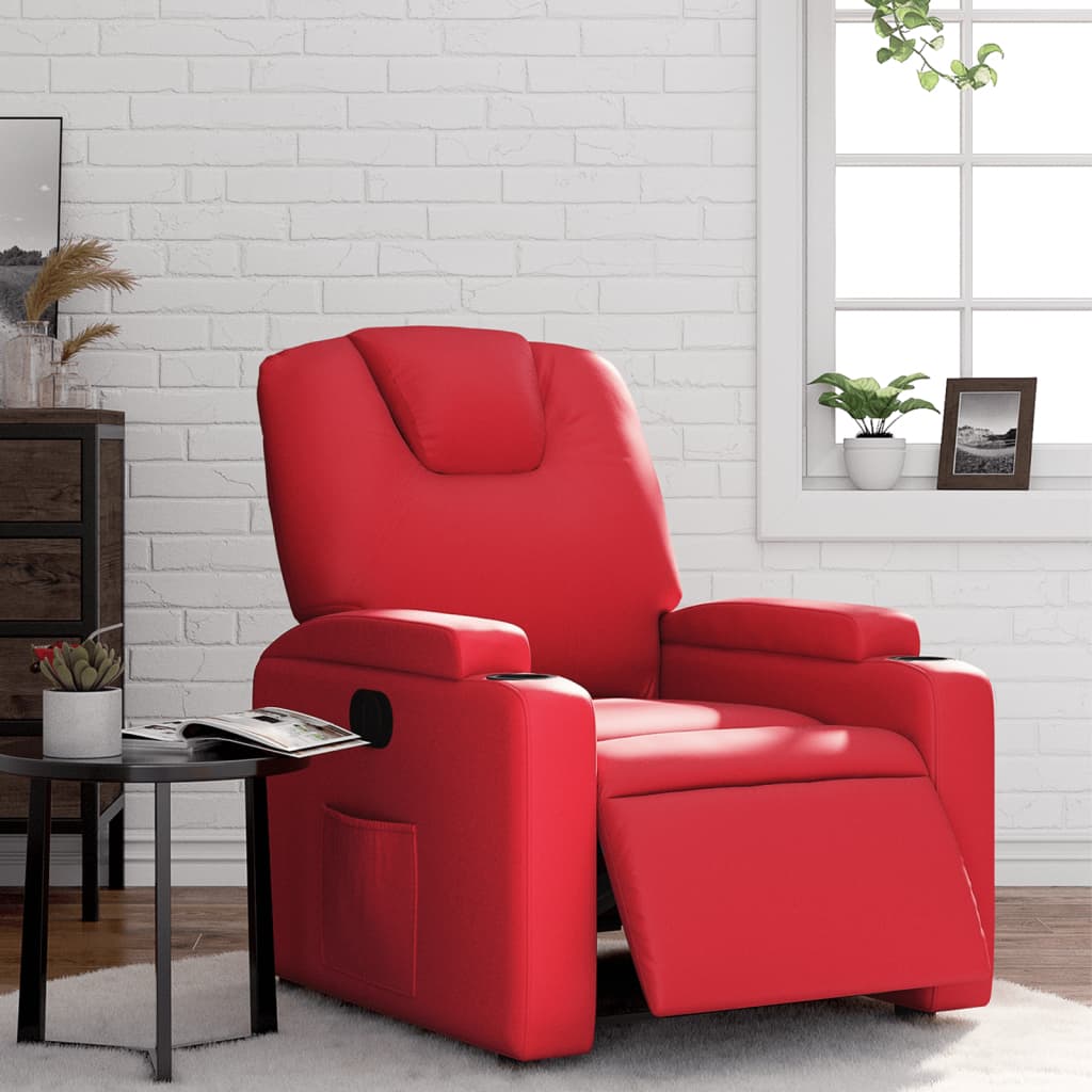 Poltrona Reclinabile Elettrica Rossa in Similpelle | homemem39