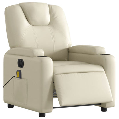 Poltrona Massaggiante Elettrica Reclinabile Crema Similpelle | homemem39