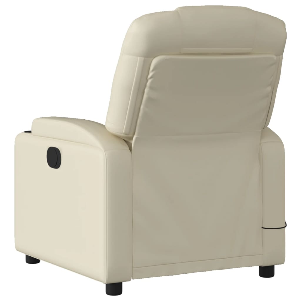 Poltrona Massaggiante Elettrica Reclinabile Crema Similpelle | homemem39
