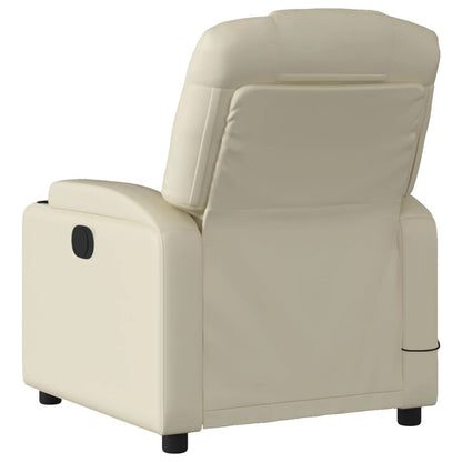Poltrona Massaggiante Elettrica Reclinabile Crema Similpelle | homemem39