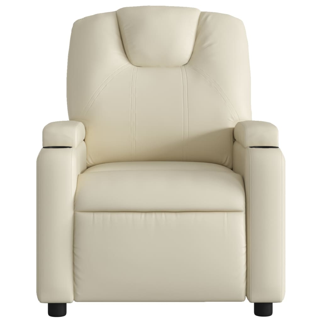 Poltrona Massaggiante Elettrica Reclinabile Crema Similpelle | homemem39