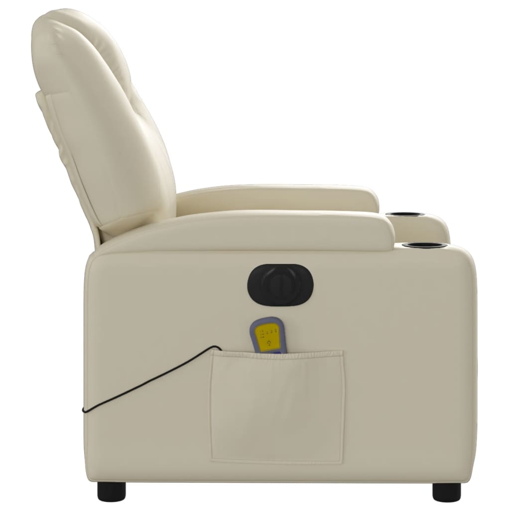 Poltrona Massaggiante Elettrica Reclinabile Crema Similpelle | homemem39