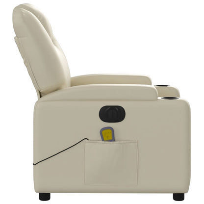 Poltrona Massaggiante Elettrica Reclinabile Crema Similpelle | homemem39