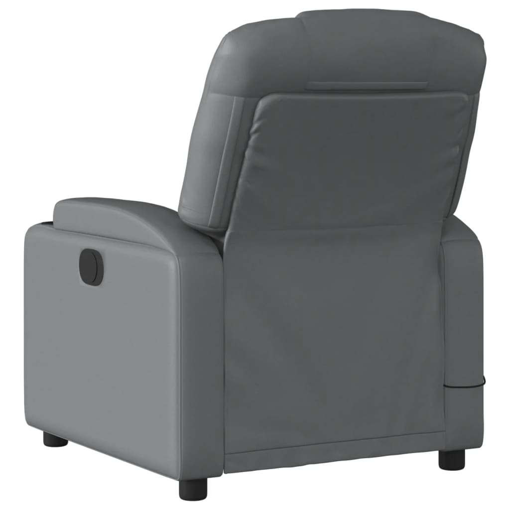 Poltrona Massaggiante Elettrica Reclinabile Grigio Similpelle - homemem39