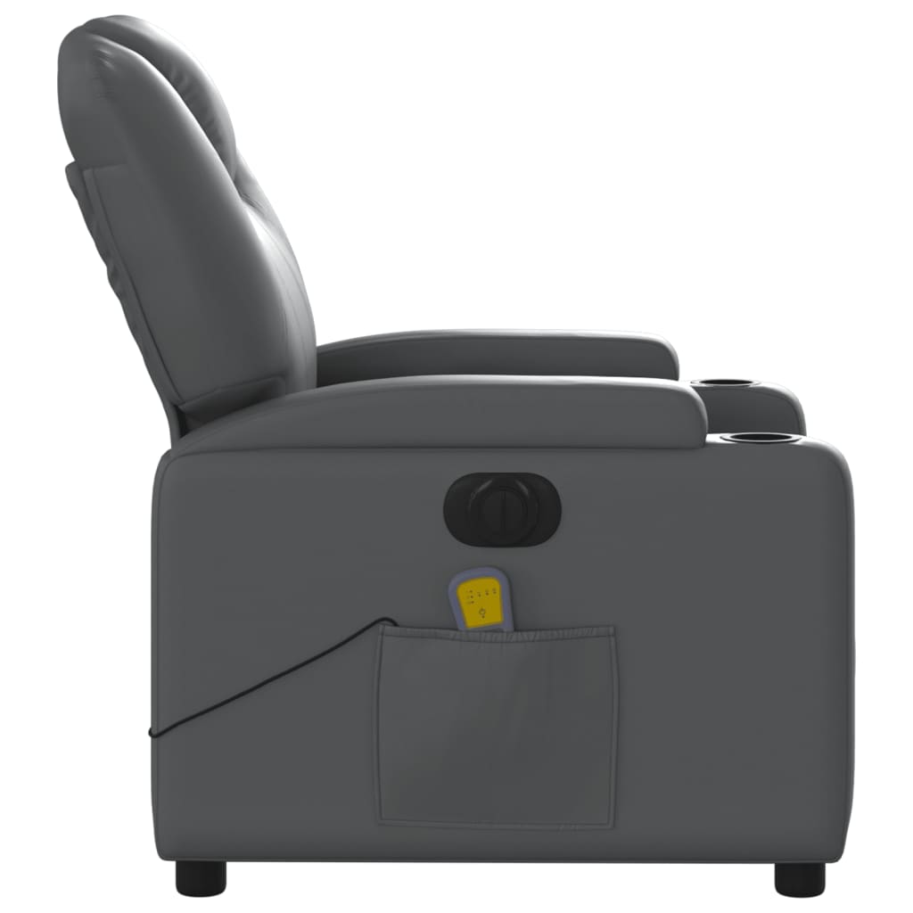 Poltrona Massaggiante Elettrica Reclinabile Grigio Similpelle - homemem39