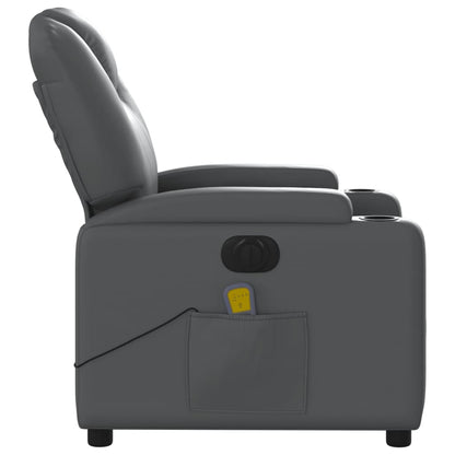 Poltrona Massaggiante Elettrica Reclinabile Grigio Similpelle - homemem39