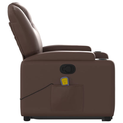 Poltrona Alzapersona Reclinabile Massaggio Marrone Similpelle | homemem39