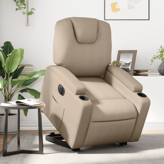 Poltrona Alzapersona Reclinante Elettrica Cappuccino Similpelle | homemem39
