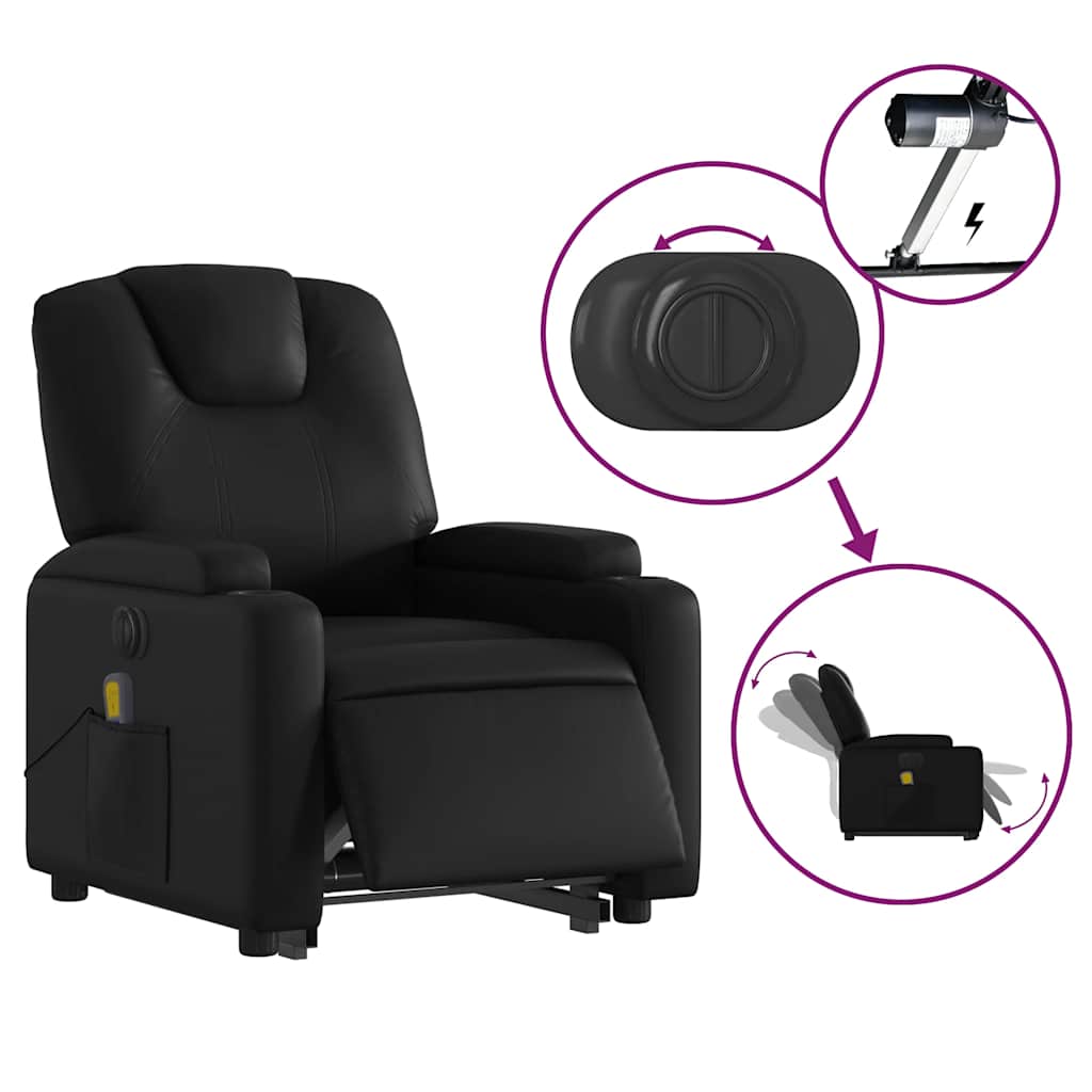 Poltrona Alzapersona Massaggiante Elettrica Nera in Similpelle | homemem39