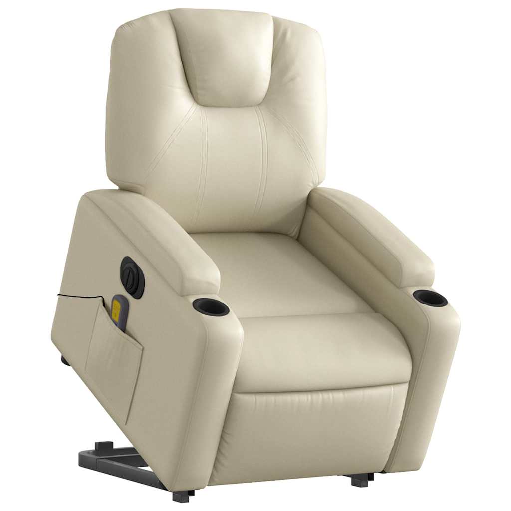Poltrona Alzapersona Elettrica Reclinabile Crema in Similpelle | homemem39