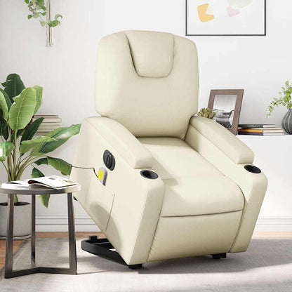 Poltrona Alzapersona Elettrica Reclinabile Crema in Similpelle | homemem39