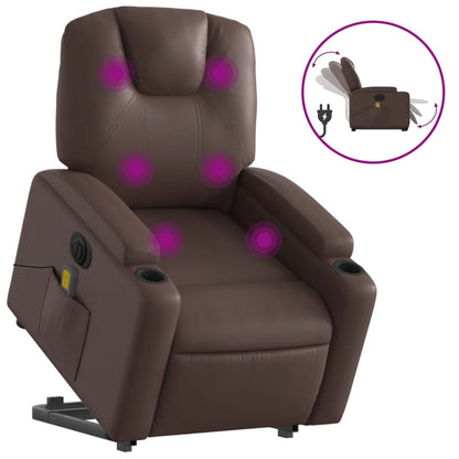 Poltrona Alzapersona Elettrica Reclinabile Marrone Similpelle | homemem39