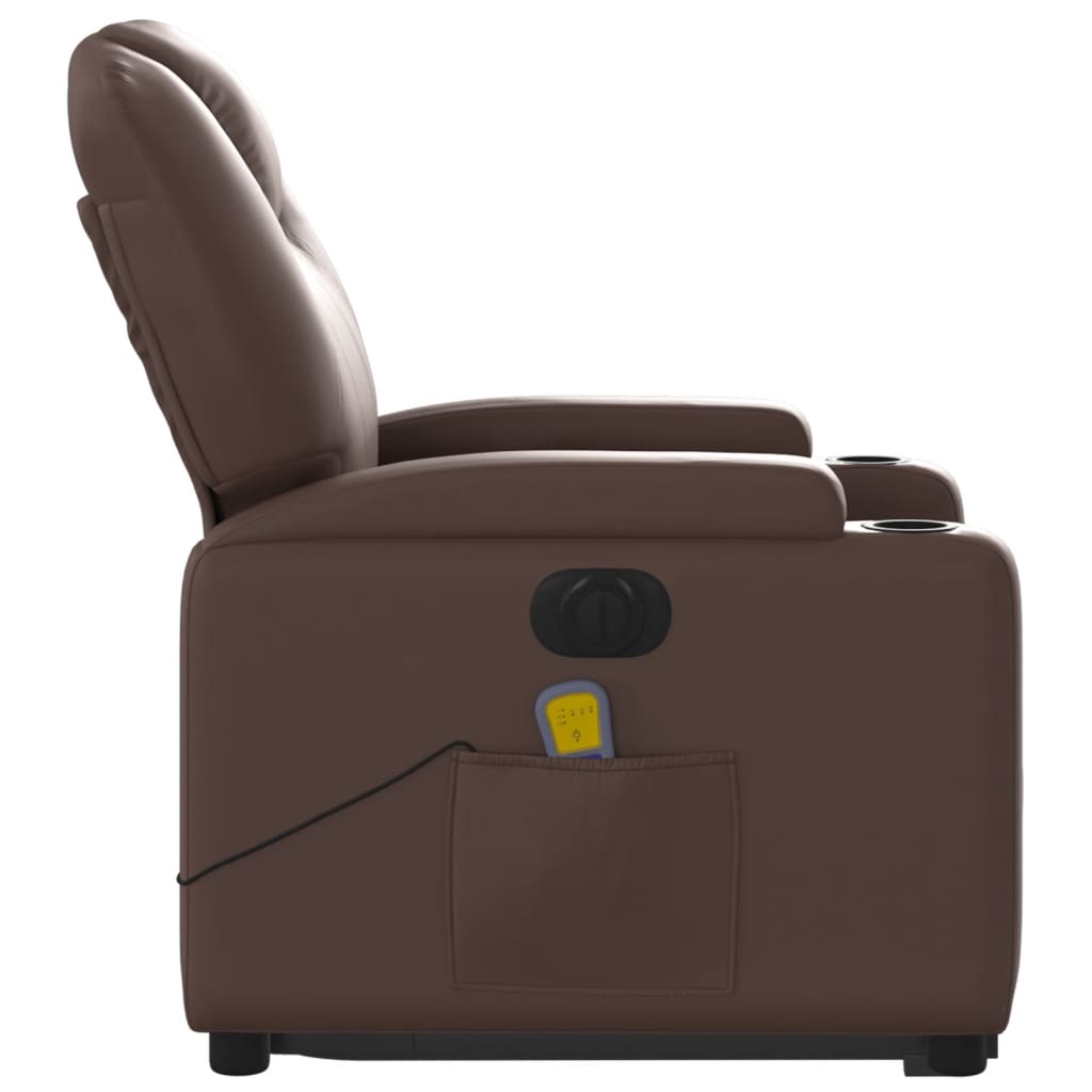 Poltrona Alzapersona Elettrica Reclinabile Marrone Similpelle | homemem39