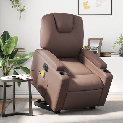 Poltrona Alzapersona Elettrica Reclinabile Marrone Similpelle | homemem39