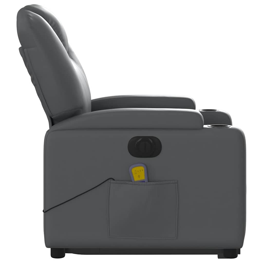 Poltrona Alzapersona Elettrica Reclinabile Grigio in Similpelle - homemem39