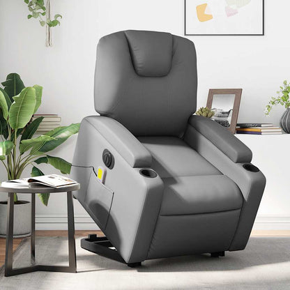 Poltrona Alzapersona Elettrica Reclinabile Grigio in Similpelle | homemem39