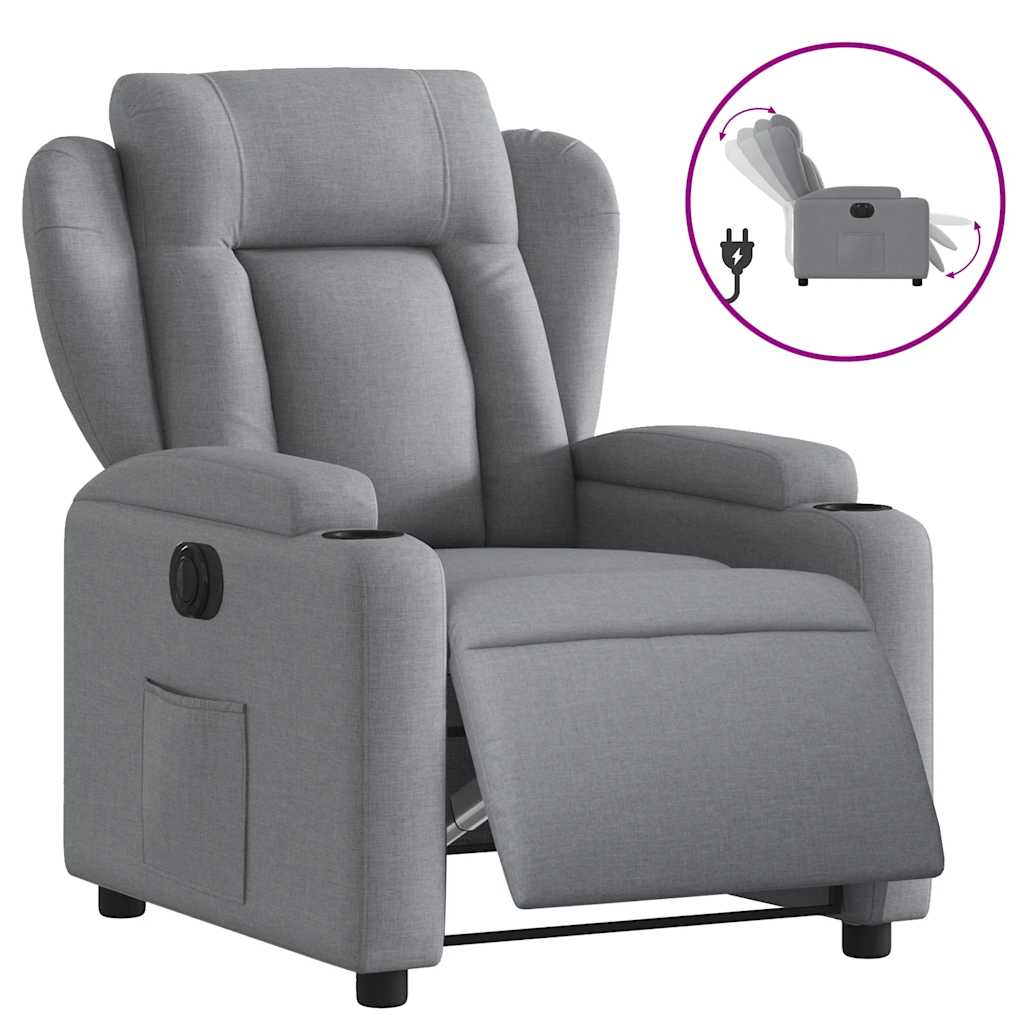 Poltrona Elettrica Reclinabile Grigio Chiaro in Tessuto | homemem39