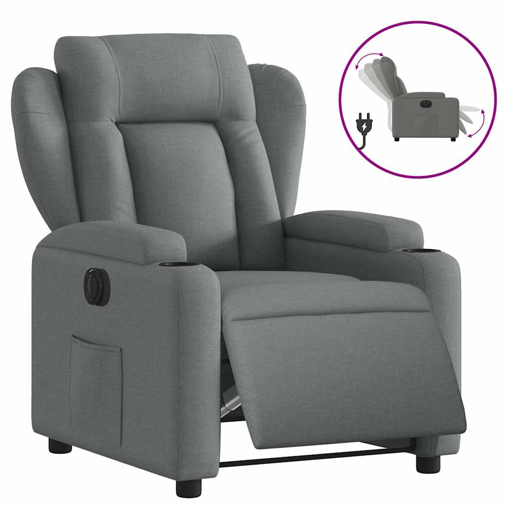 Poltrona Elettrica Reclinabile Grigio Scuro in Tessuto | homemem39