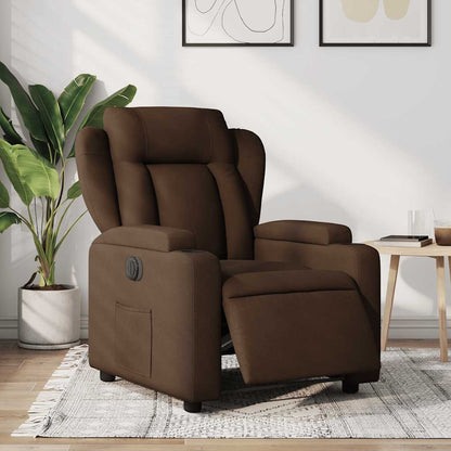 Poltrona Elettrica Reclinabile Marrone in Tessuto | homemem39