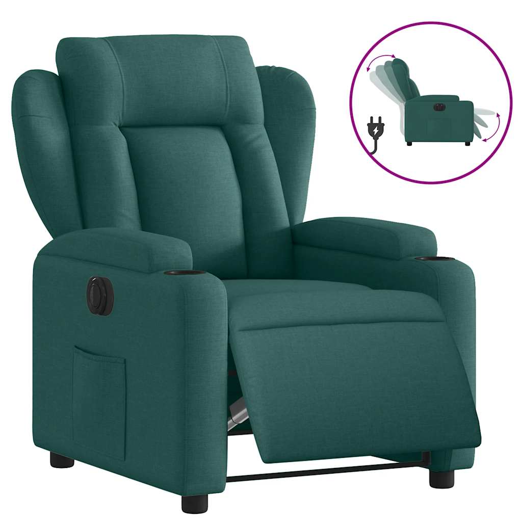 Poltrona Elettrica Reclinabile Verde Scuro in Tessuto | homemem39